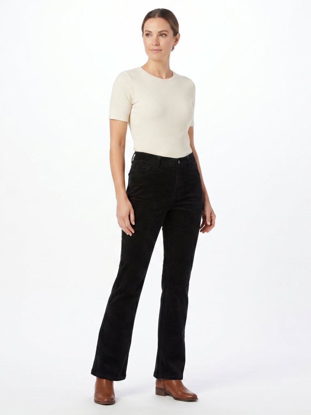 *Haband Black Corduroy Straigh, Slight Flare Pant